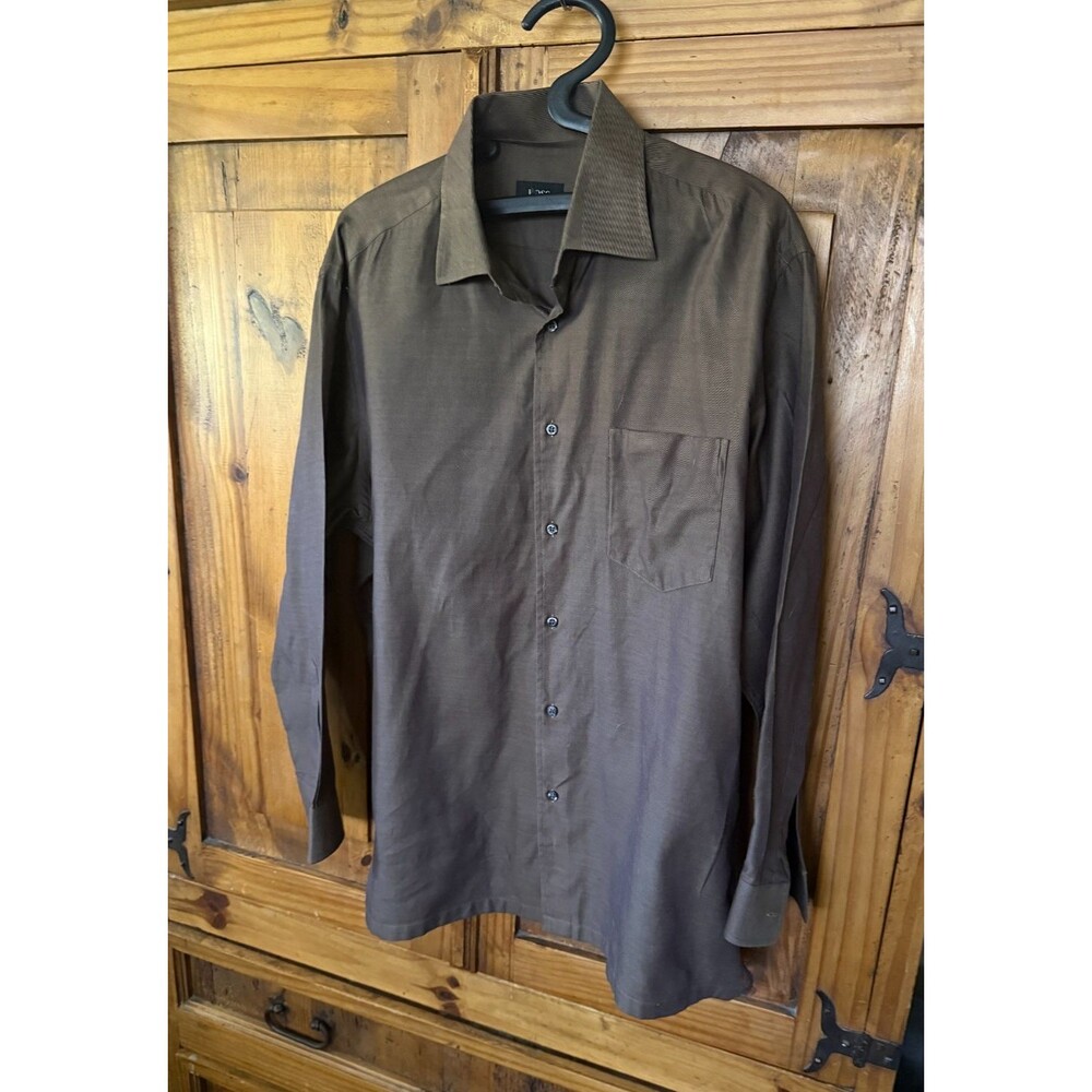 NWOT Vintage BOSS Hugo Boss Size 16 32/33 Brown 100% Cotton Dress Shirt